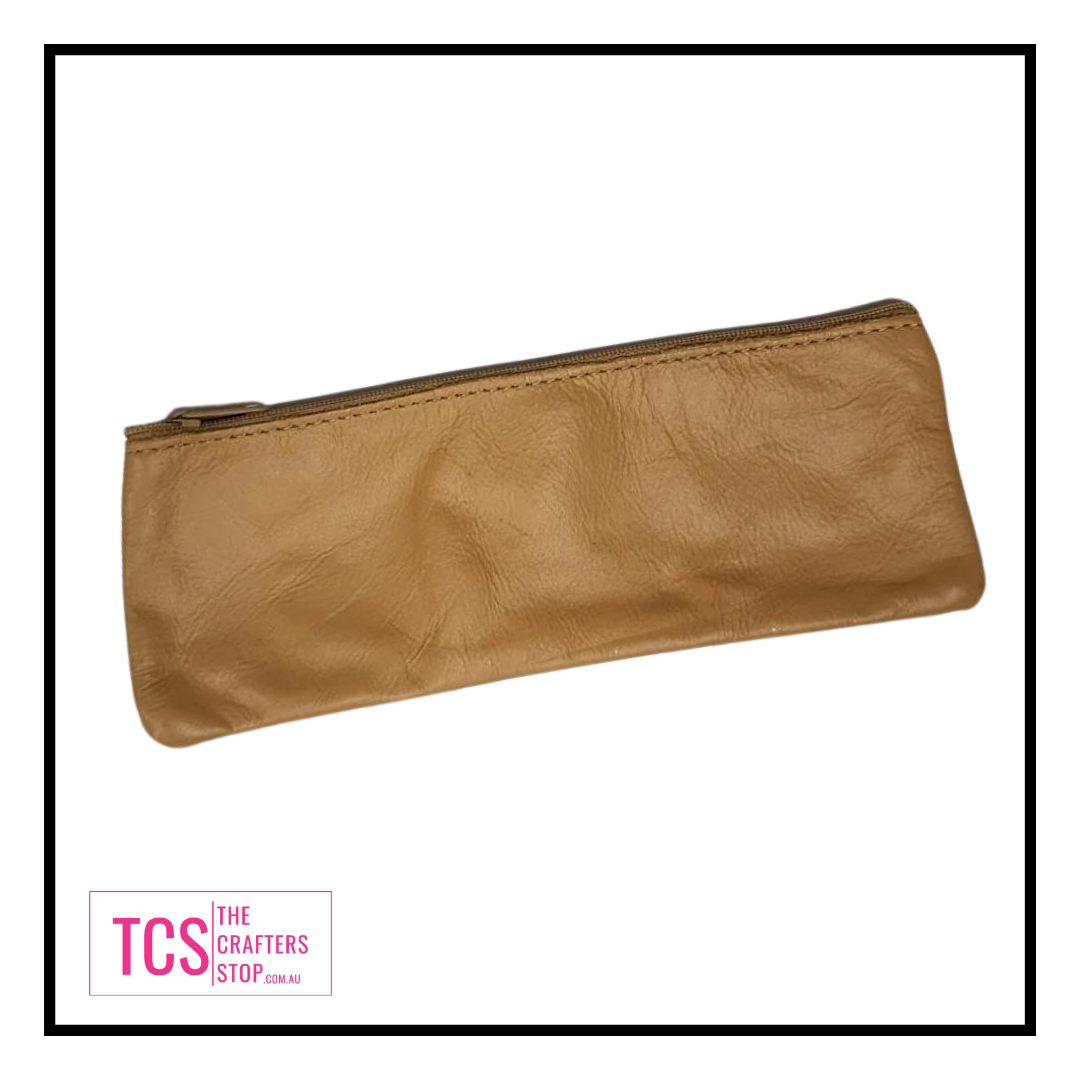 Brown Leatherette Pencil/Makeup Case