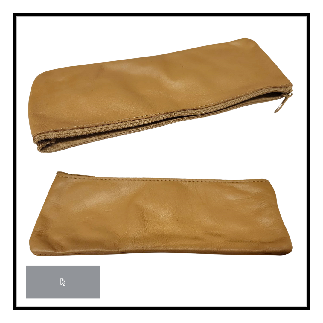 Brown Leatherette Pencil/Makeup Case