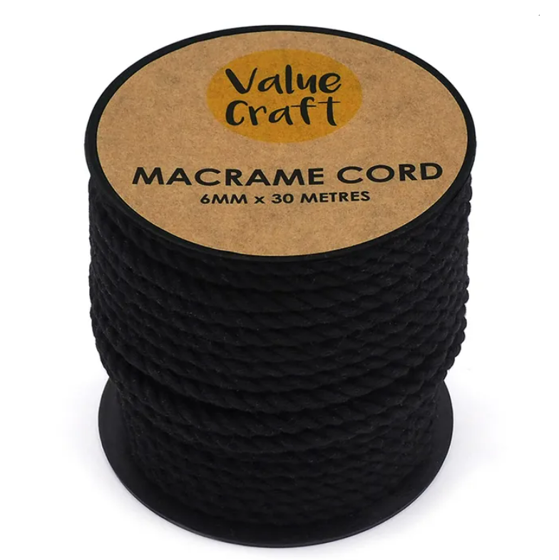 Black Macramé Cord - 2 Sizes