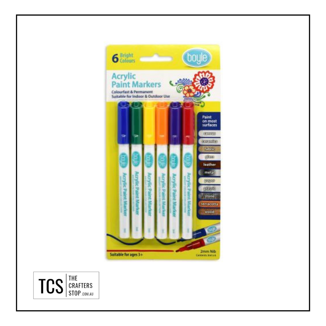 Boyle Acrylic Paint Markers - 6pk (2 Different Sets)