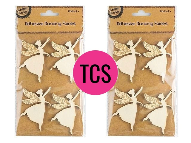 Adhesive Wooden Dancing Fairy Embellishment
