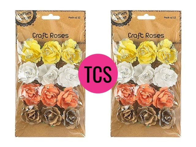 Coloured Glitter Craft Roses