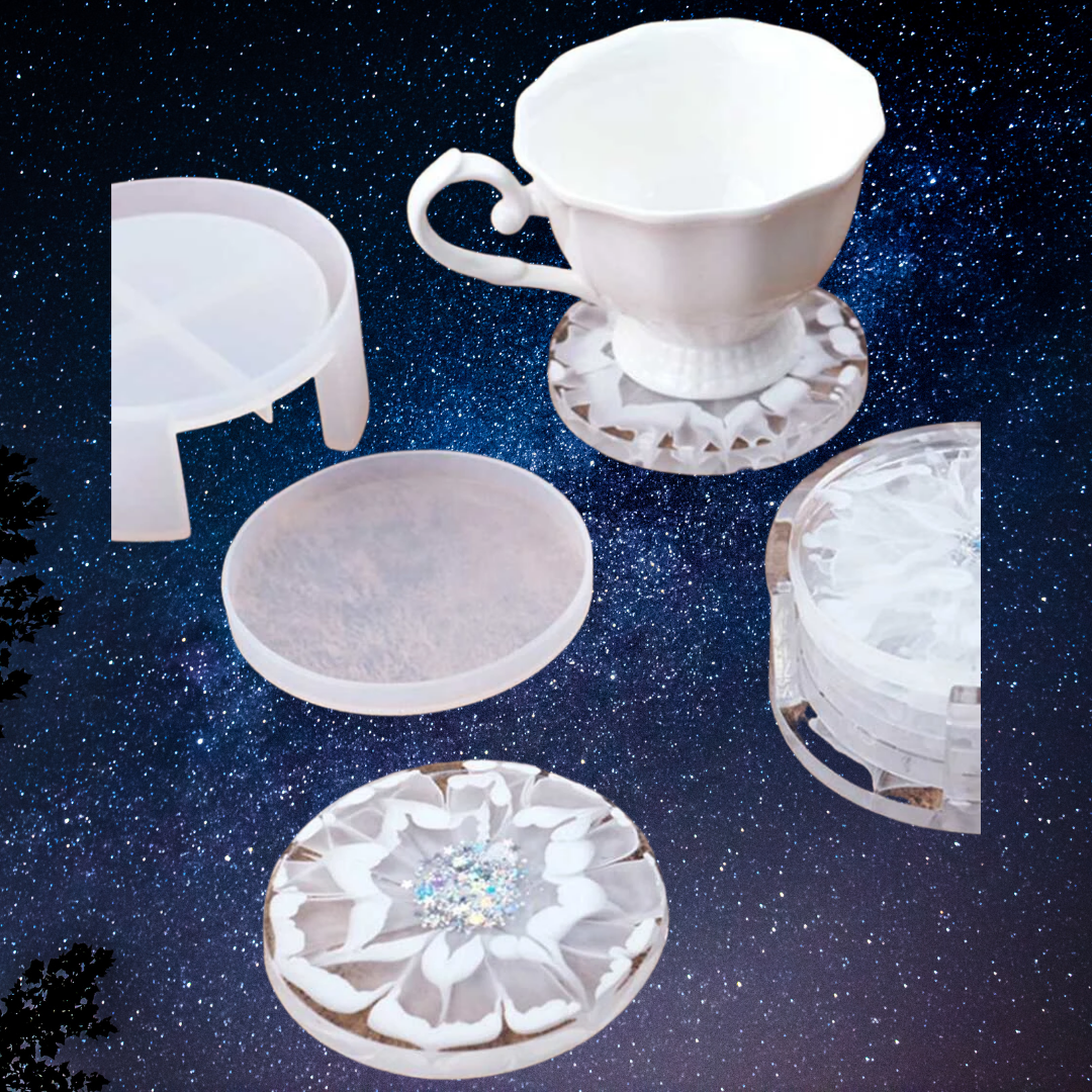Resin Silicone Round Coaster and Holder Set Mould