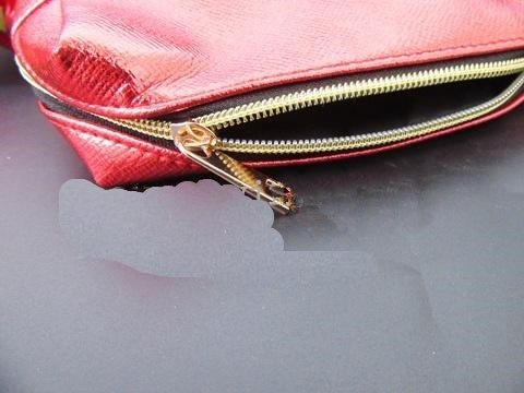 Red Leatherette Makeup Bag