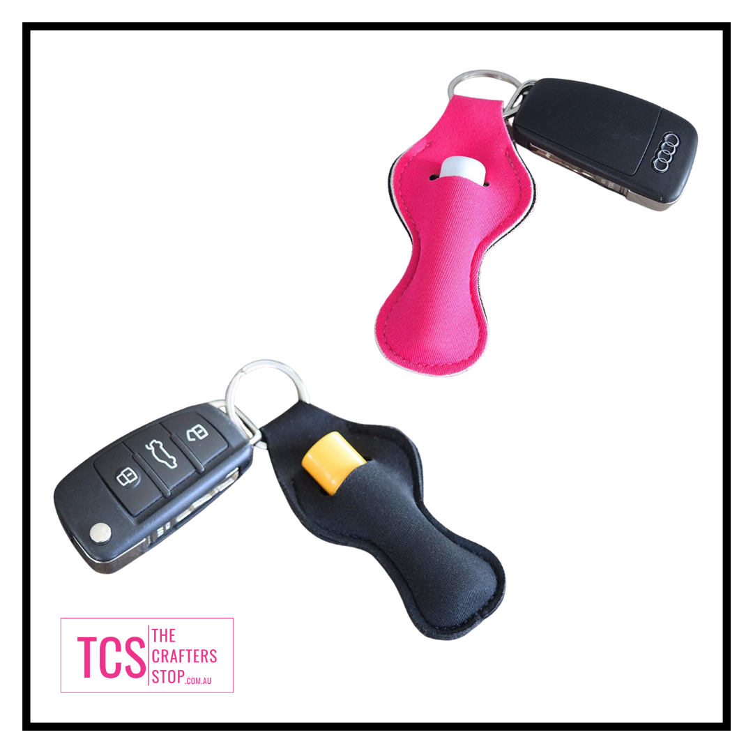 Neoprene Chap Stick or Lip Balm Holders with Keyring