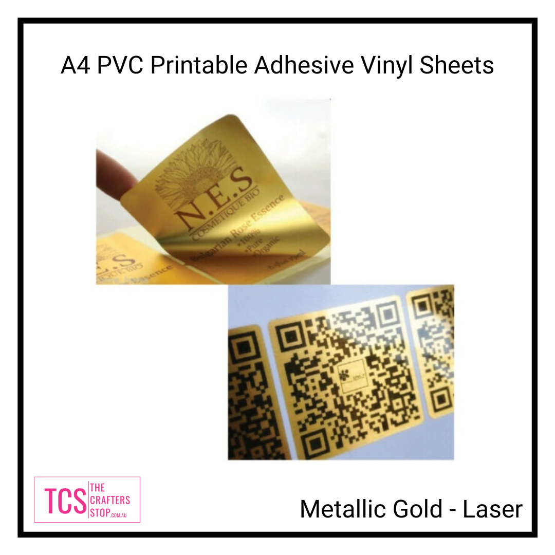 Gold/Silver PET Printable Metallic Laser Adhesive Vinyl A4 Sheets