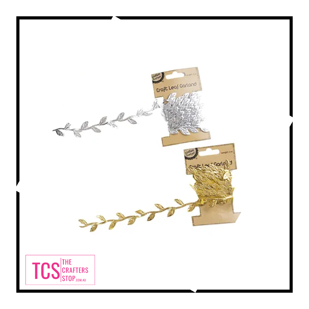 2m Metallic Leaf Garland - Gold or Silver