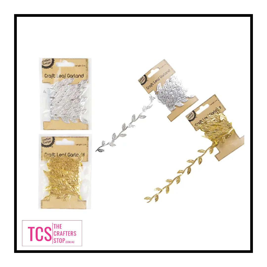 2m Metallic Leaf Garland - Gold or Silver