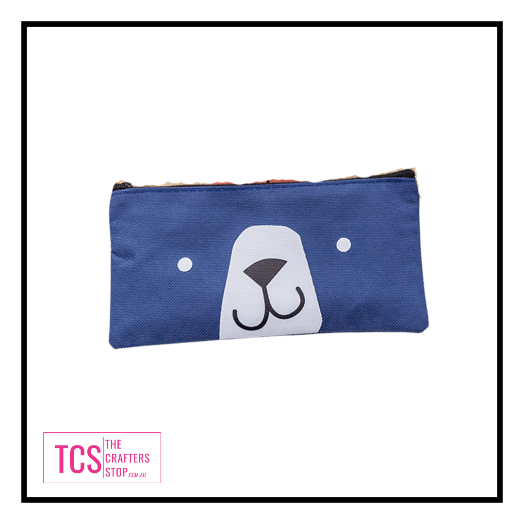 Cute Bear Face Fabric Pencil Case