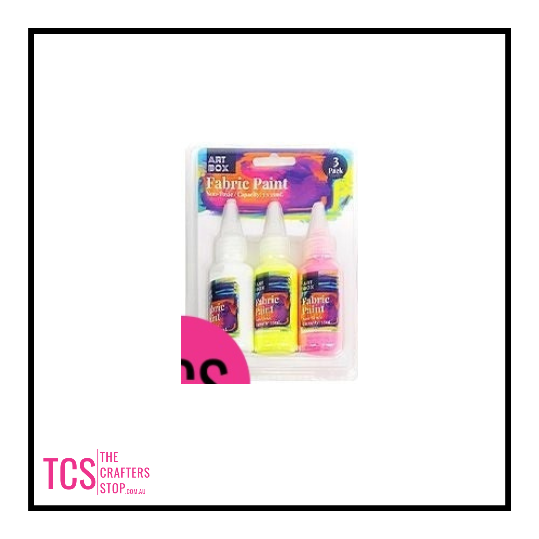 3Pk of Fabric Paints - Assorted colours