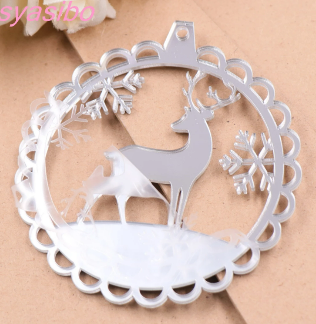 Mirror Acrylic Christmas Reindeer Bauble Blank
