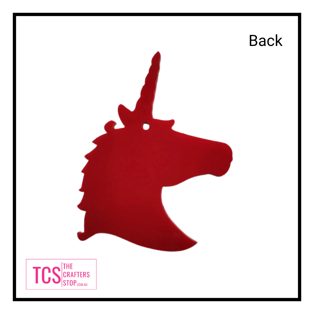 Acrylic Red Glitter Unicorn Blank