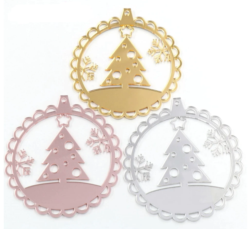 Mirror Acrylic Christmas Tree Bauble Blank