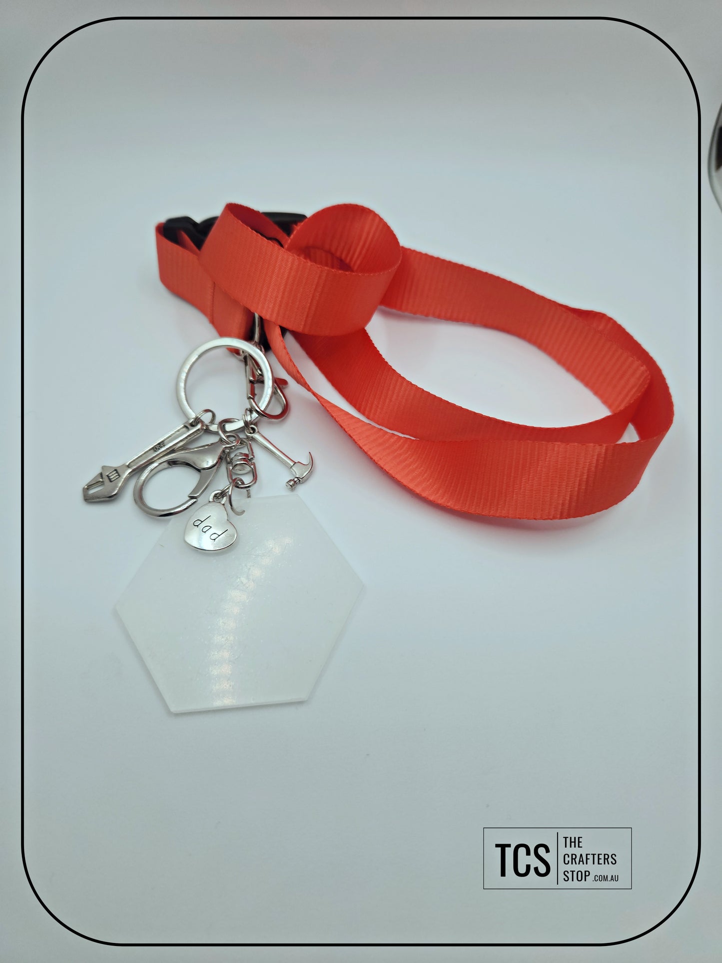 Metal Charm Tool Keyring with Lanyard and Acrylic Blank (Father's Day)