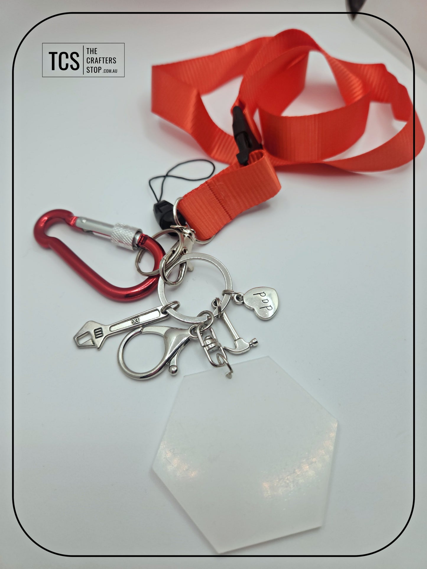 Metal Charm Tool Keyring with Lanyard and Acrylic Blank (Father's Day)