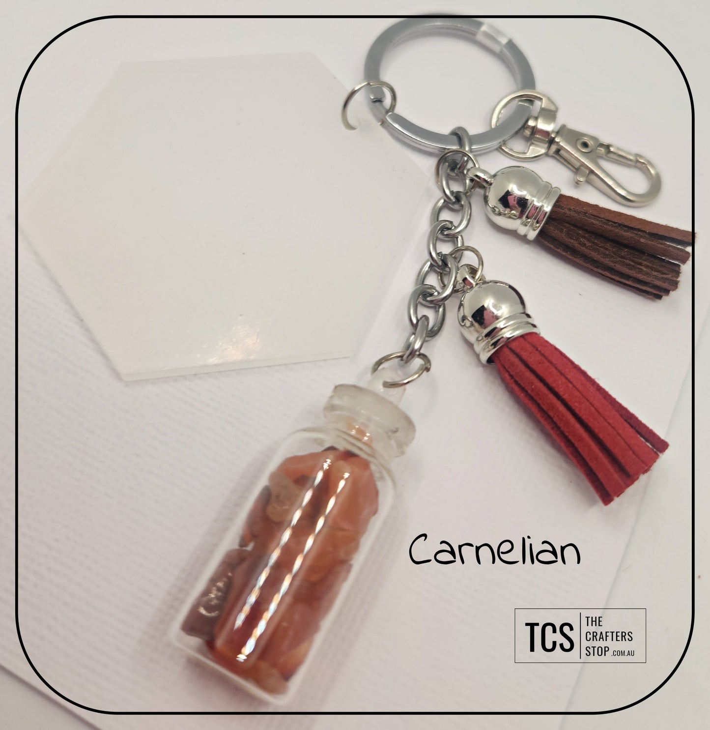 Premium Crystal Chip Keyring with Acrylic Blank