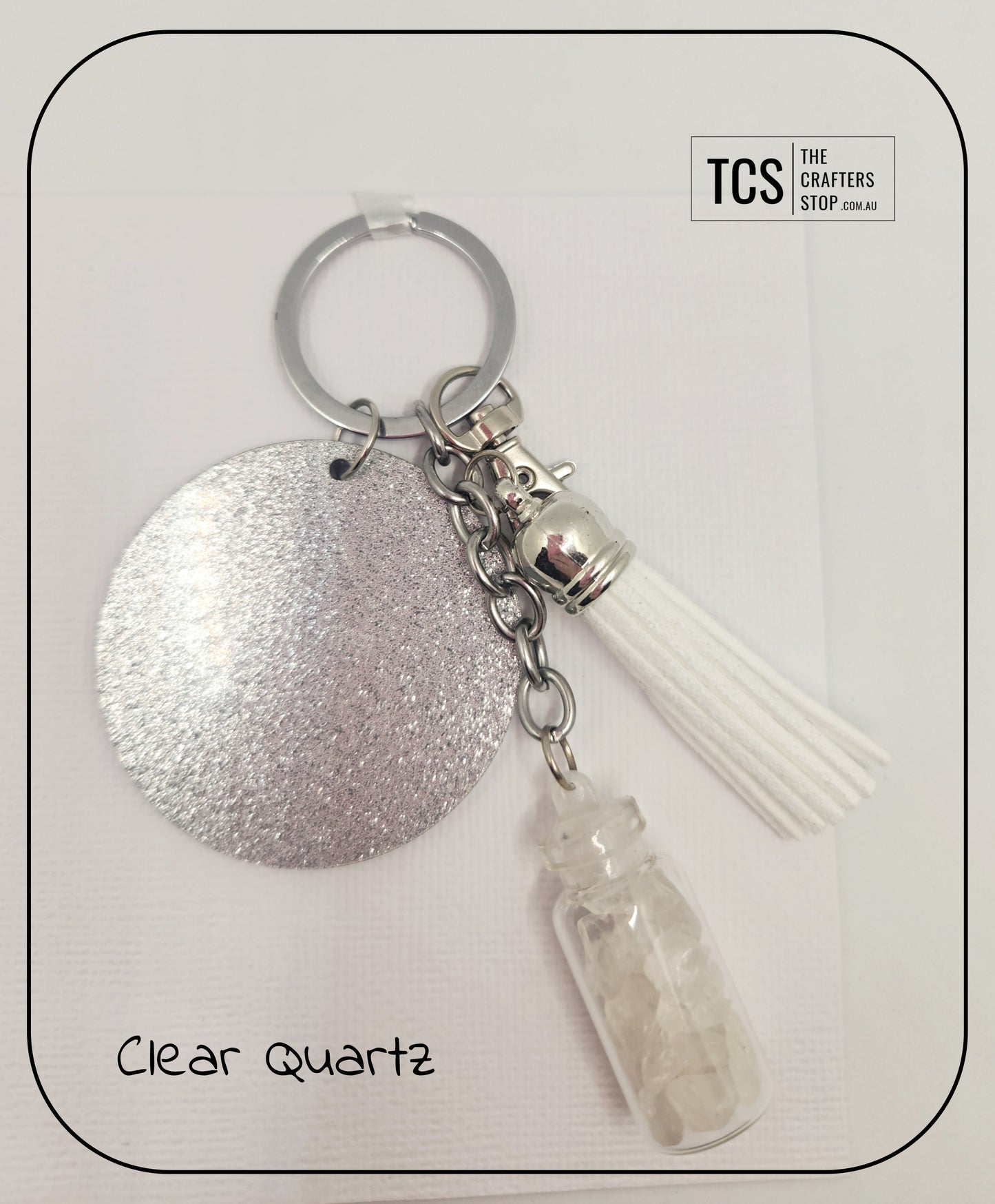 Premium Crystal Chip Keyring with Acrylic Blank