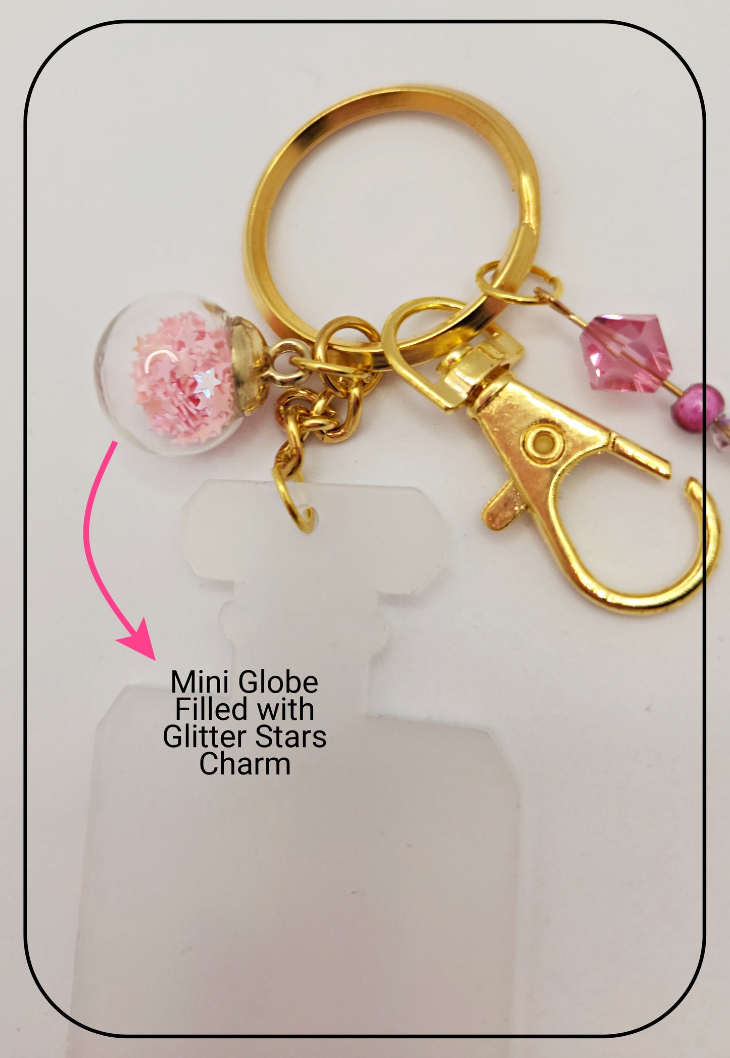 Ladies Keyring with Acrylic Blank and Beaded Accent