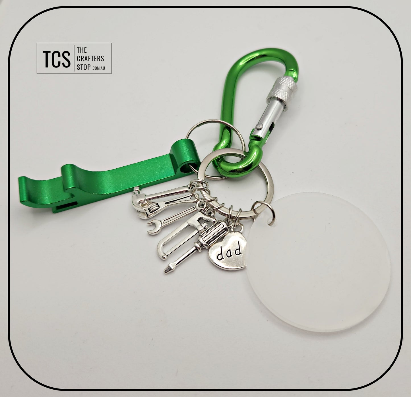 Tool Charm Keyring with Acrylic Blank and Carabiner (Father's Day)