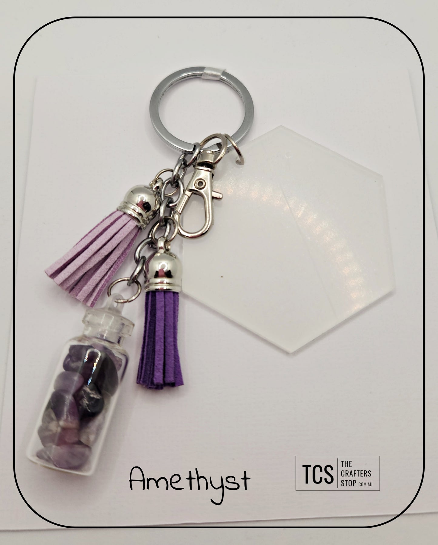 Premium Crystal Chip Keyring with Acrylic Blank