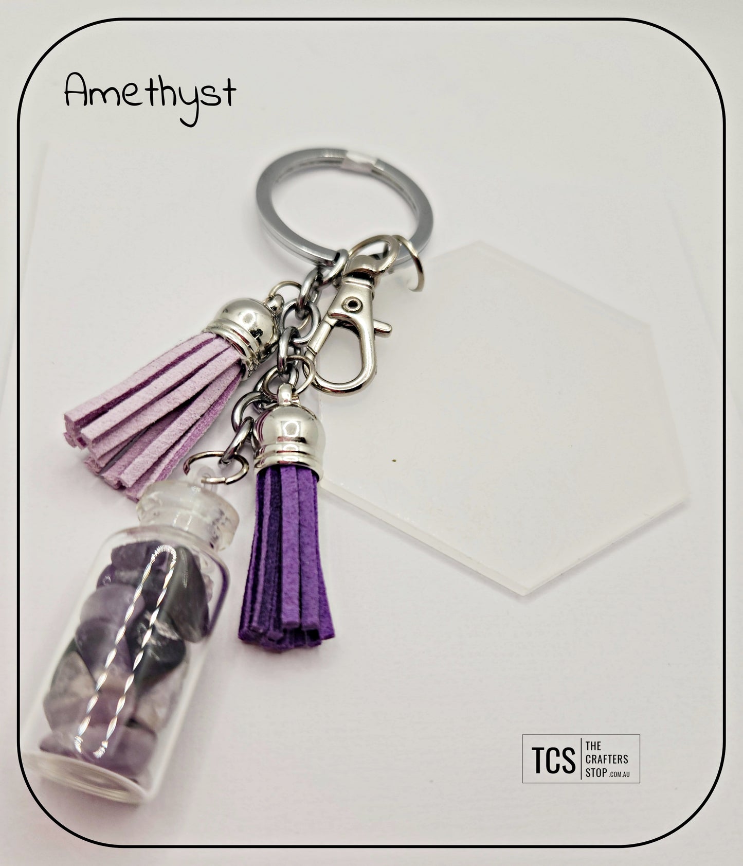 Premium Crystal Chip Keyring with Acrylic Blank