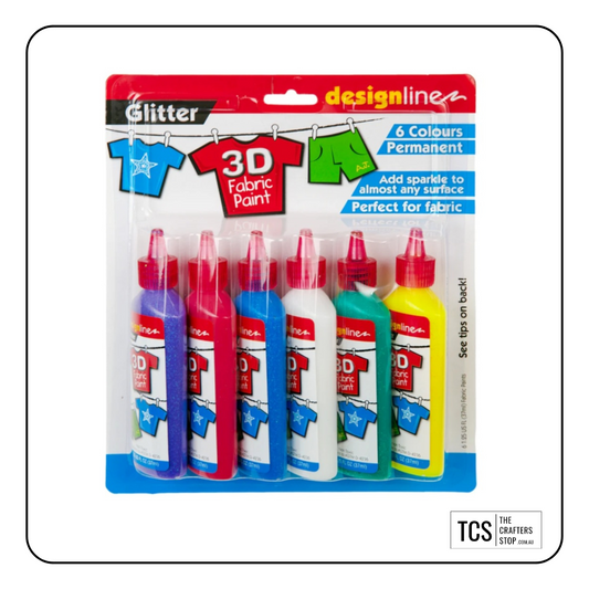 3D Glitter Fabric Paint Set (X6 Pack)