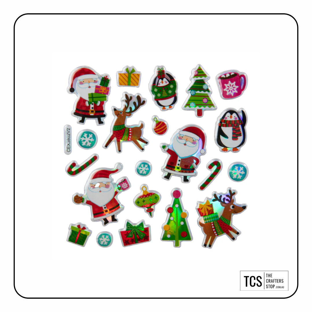 Christmas Santa & Friends 3D Foil Stickers