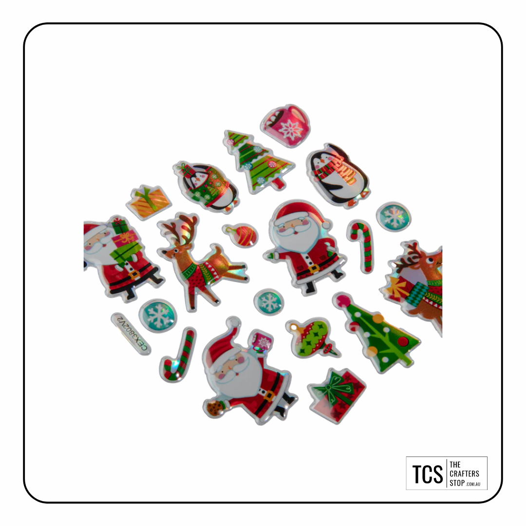 Christmas Santa & Friends 3D Foil Stickers