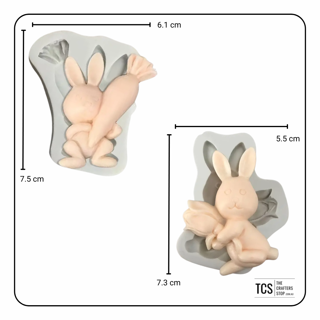 Easter Bunny Holding a Carrot or Flower Mould