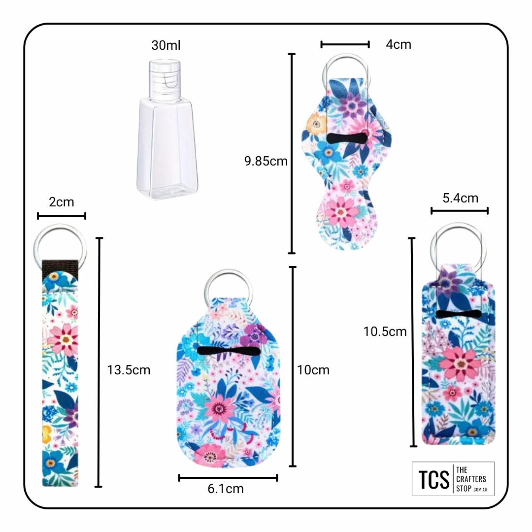 Floral Neoprene 5pce Keyring Set