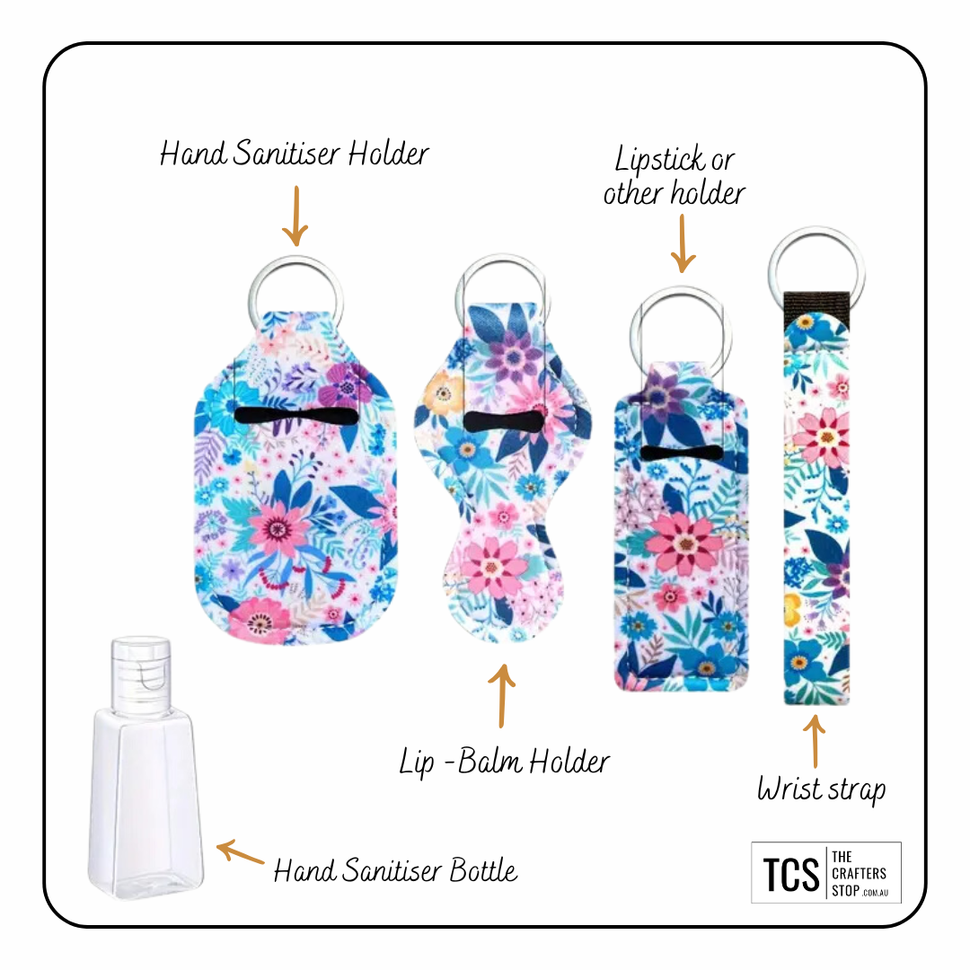Floral Neoprene 5pce Keyring Set