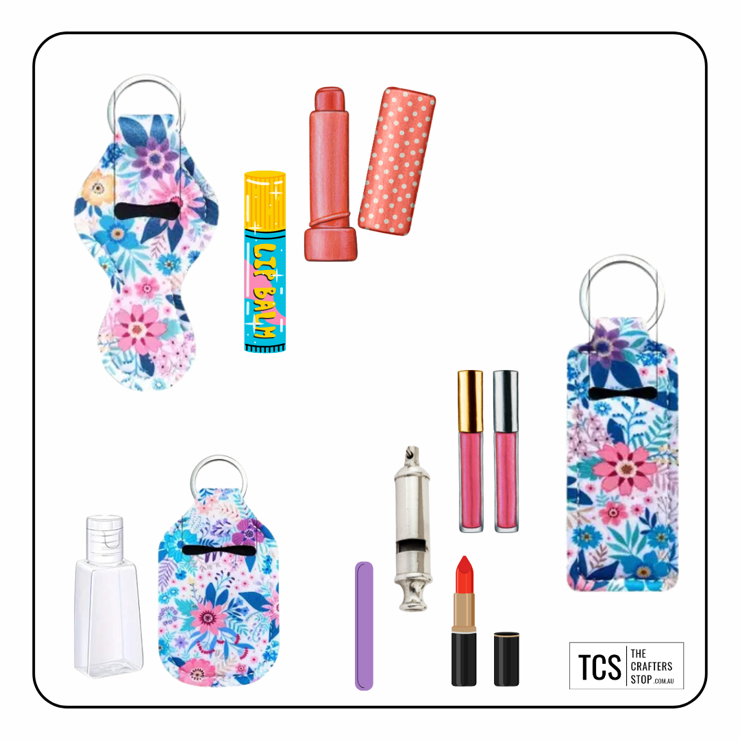 Floral Neoprene 5pce Keyring Set