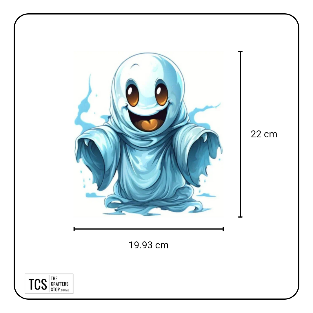 Smiley Ghost Halloween Theme Ready Made DTF Iron On Transfers
