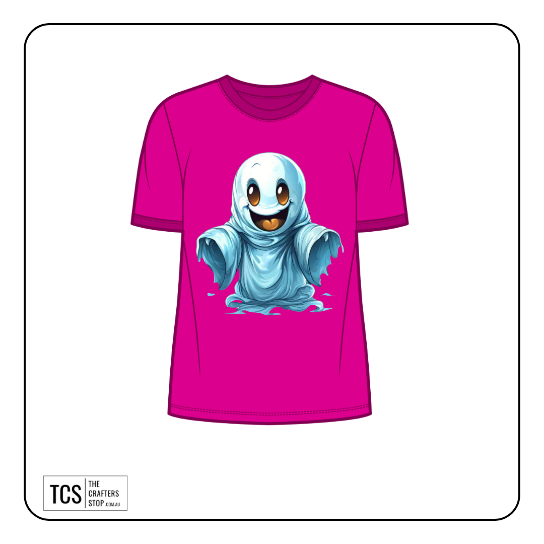 Smiley Ghost Halloween Theme Ready Made DTF Iron On Transfers