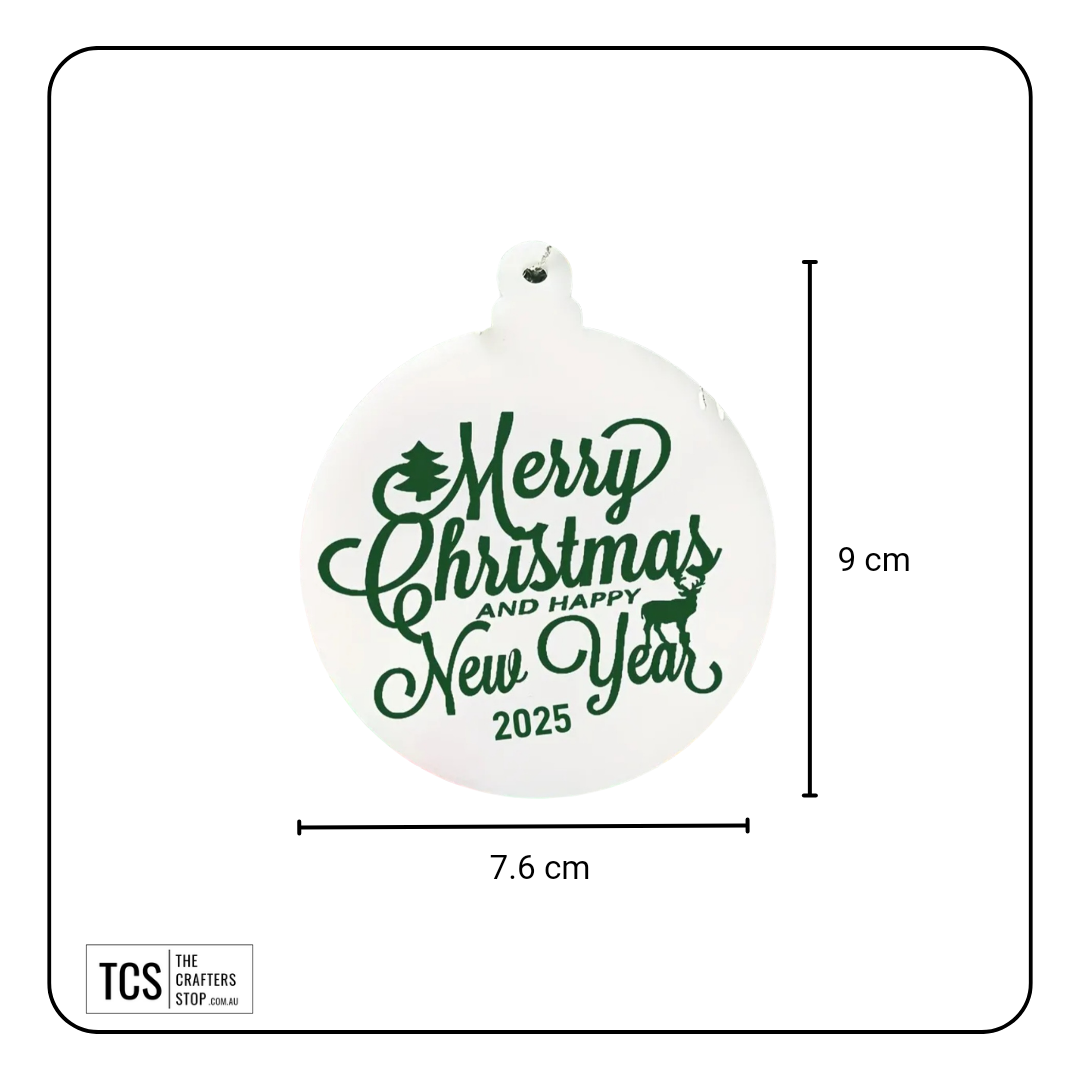 White Acrylic Round Christmas Bauble Blanks 76mm