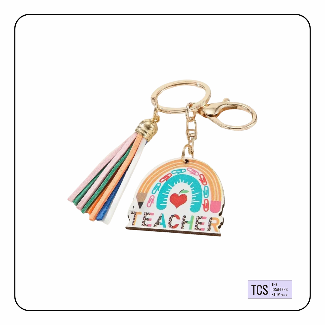 Teachers Rainbow Tassel Keyring