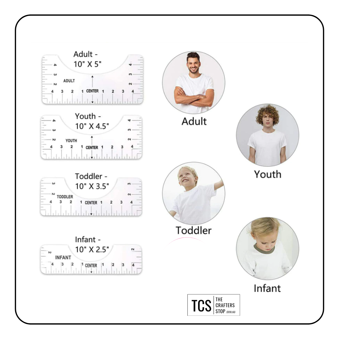 HTV T-Shirt Alignment Tool Set (4pcs) - 4 Colours available