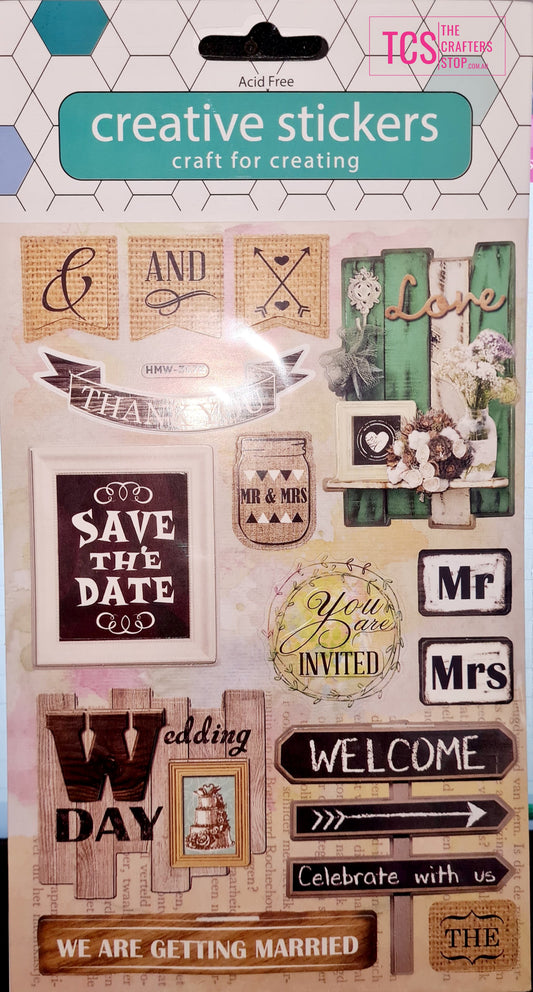 3D Creative Scrapbooking Wedding Stickers