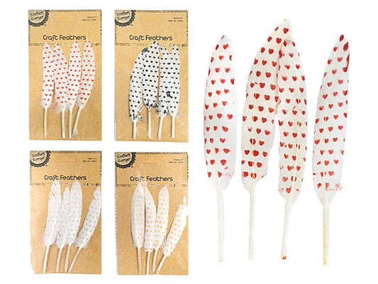 Decorative Heart Print Craft Feathers