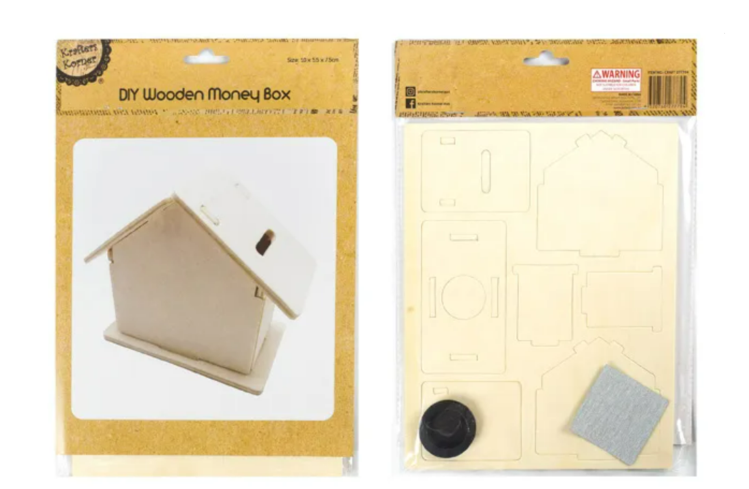 DIY Wooden House Shaped Money Box