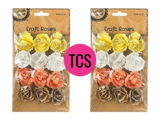 Coloured Glitter Craft Roses