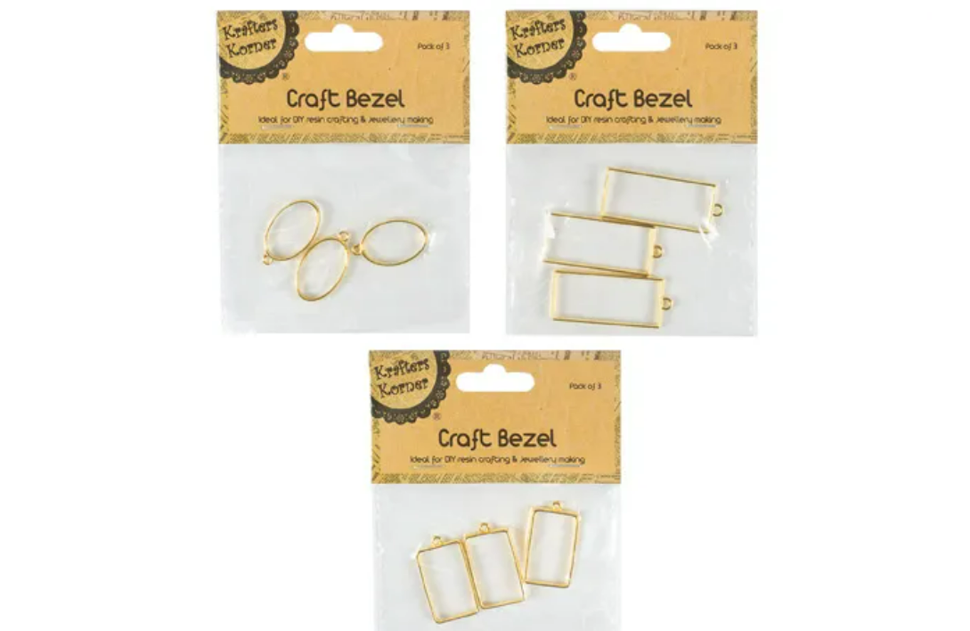 Gold Metal Bezel Pendants - Various Shapes