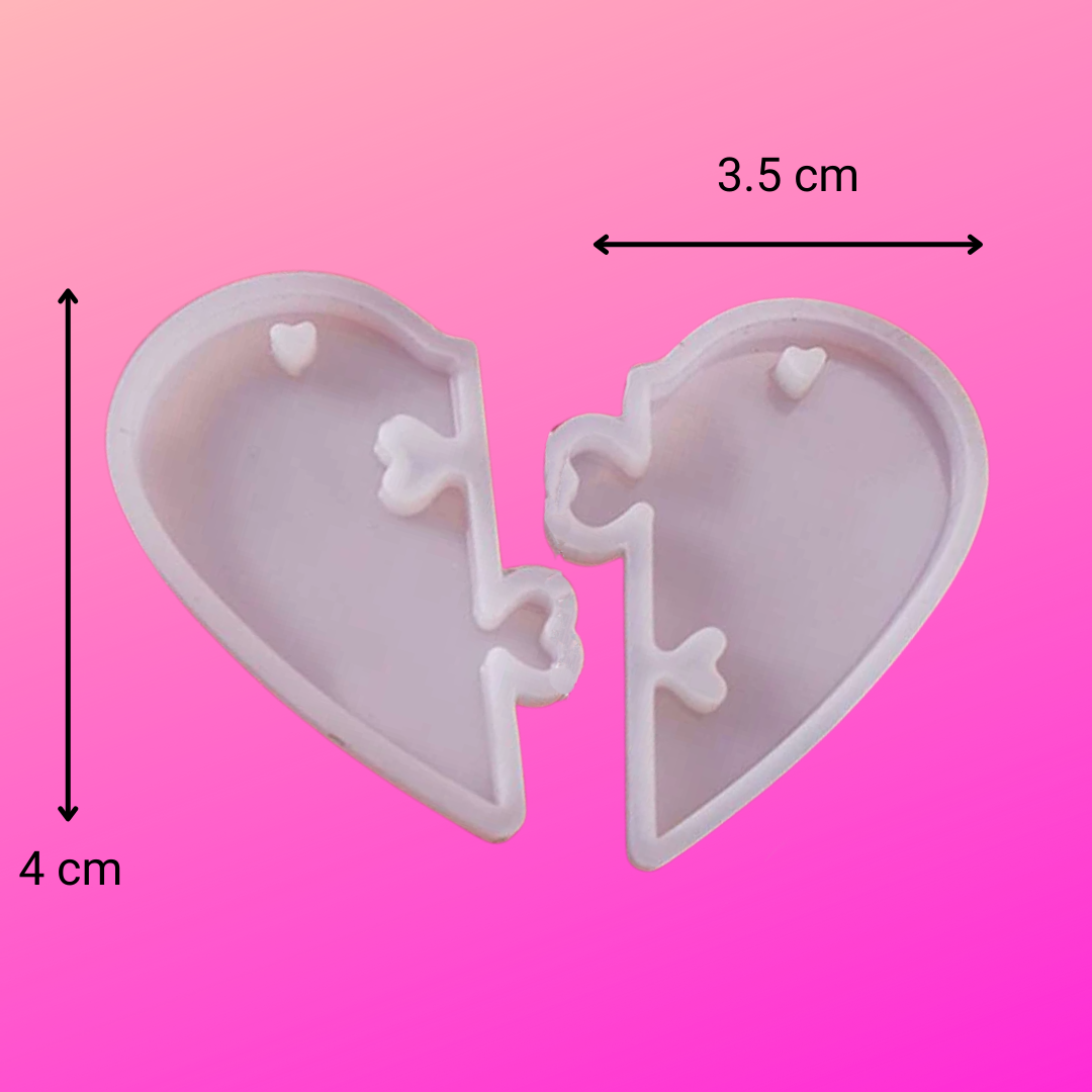 2pce Resin Silicone Split Heart Mould