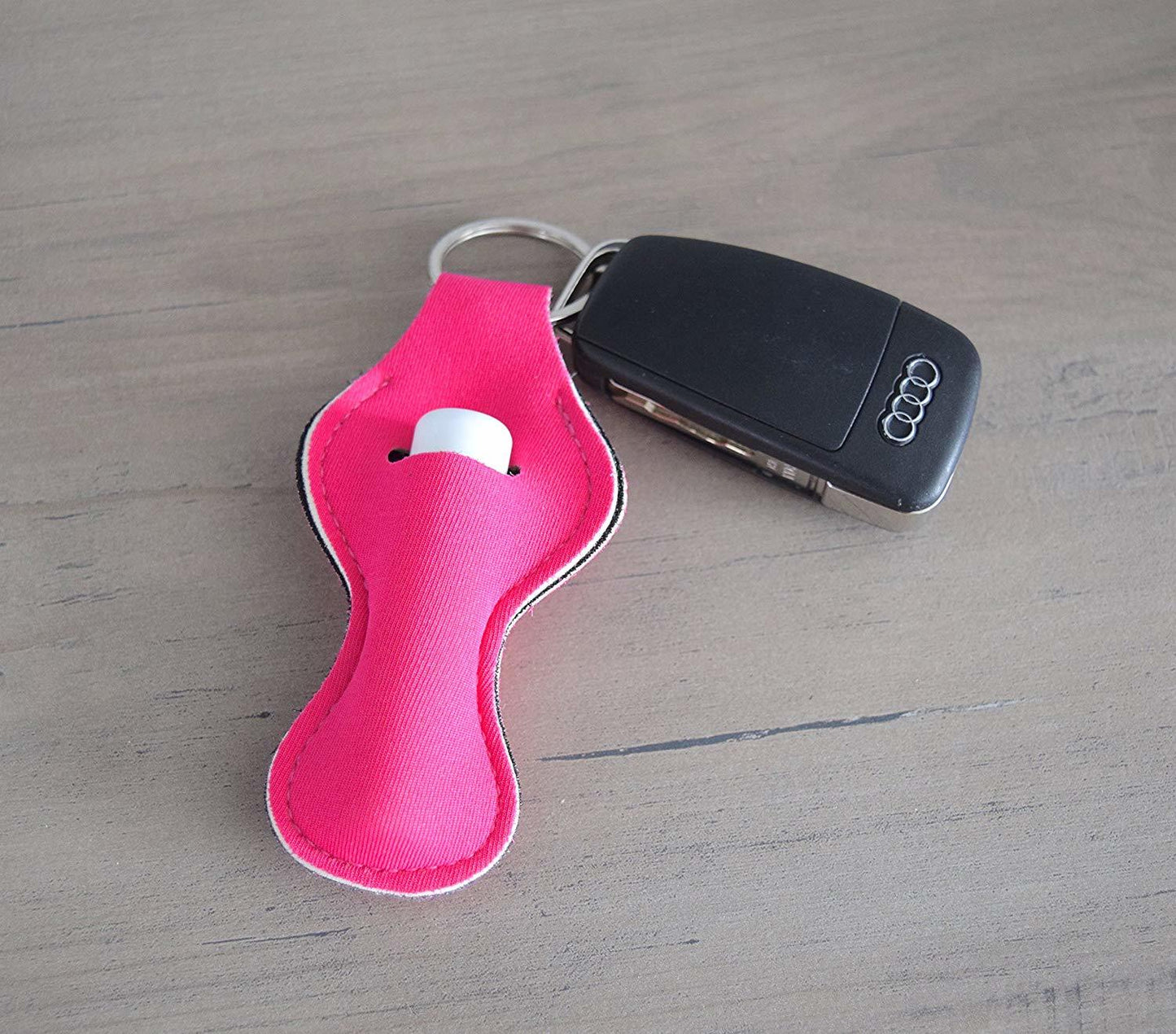 Neoprene Chap Stick or Lip Balm Holders with Keyring