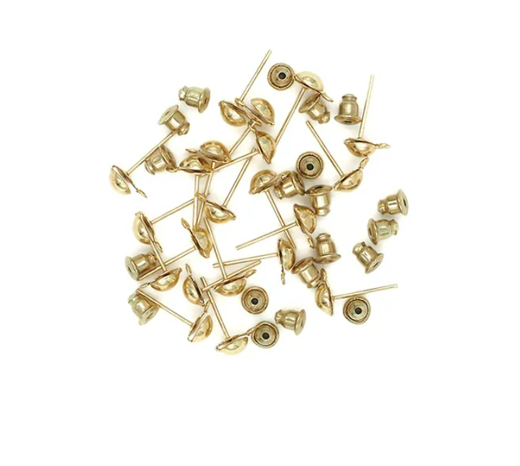 Gold Earrings Posts and Ends - 20Pk