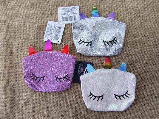 GLITTER LEATHERETTE MINI COIN, MAKEUP/PENCIL CASE