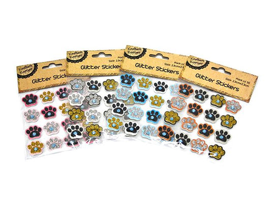 Glitter Paw Print Sticker Embellishments