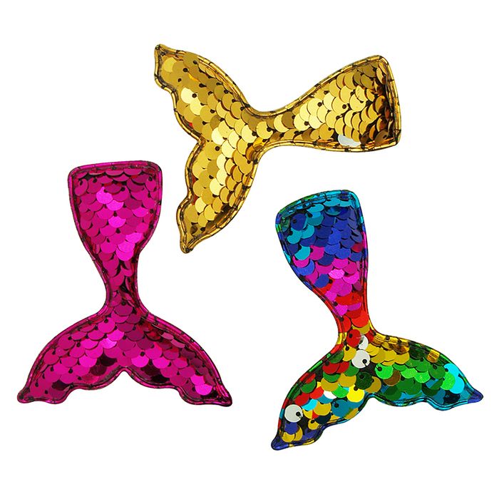 Puffy Sequin Mermaid Tails - 4 pcs