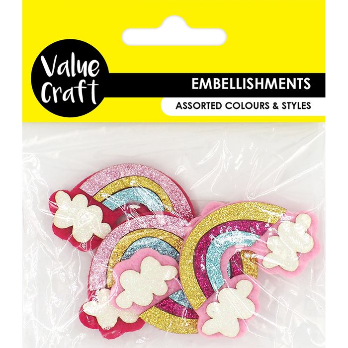 Felt Glitter Rainbows - 4 pcs