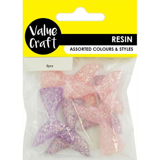 Pastel Resin Mermaid Tails - 6 pcs